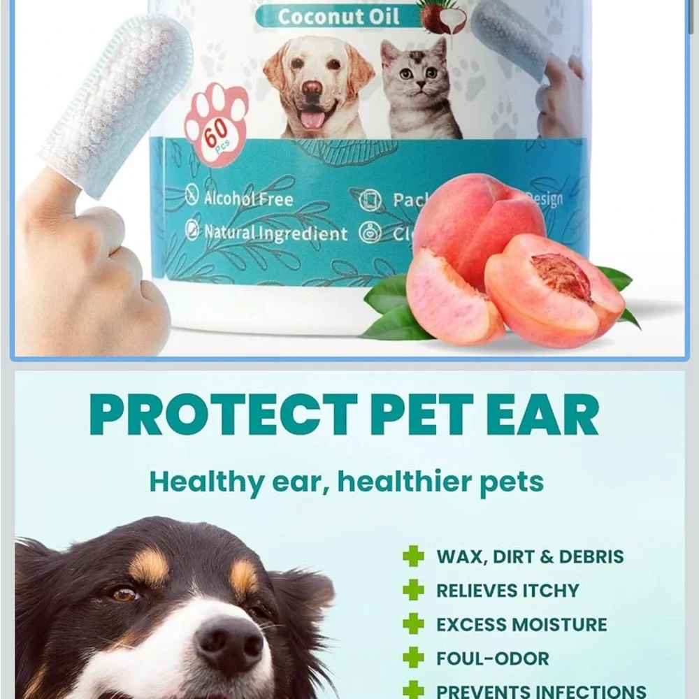 MEDUWEDU Ear Finger Wipes for Dogs & Cats